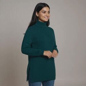 Massimo Dutti Cashmere Turtleneck Sweater Tunic Green XS Capsule Minimalist
